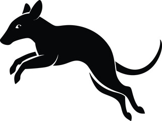 Fototapeta premium Black Silhouette of a Jumping Bandicoot Vector Illustration Wildlife Animal Art