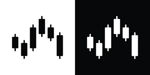 Chart candlestick icon black silhouette for web, and mobile app