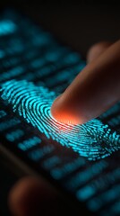 digital fingerprint unlocking finance app on smartphone symbolic access control security concept
