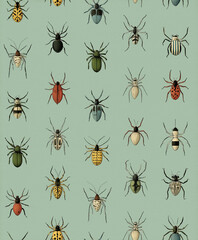 Vintage Insects Seamless Texture Pattern - Perfect Repeat	
