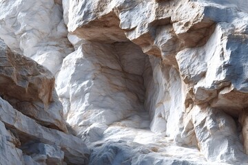 Sunlight streaming through the narrow opening of a white rock canyon reveals a dramatic and captivating landscape, highlighting the unique textures and formations of the rugged cliffs