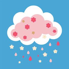 cloud made of flowers raining stars 