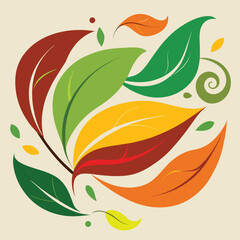 colorful leaves swirling in wind