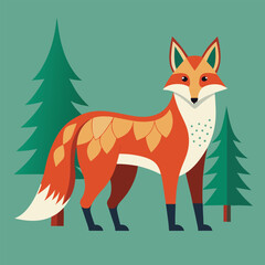 fox with forest pattern fur