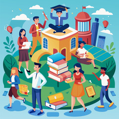 Students participating in university activities on campus