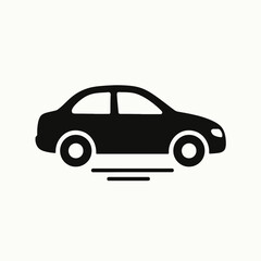 Fototapeta premium very simple flat and single minimalist Moving Car Silhouettes in black on a white background
