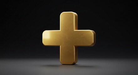 Obraz premium Golden Plus Sign on Dark Background