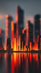 stylized abstract city made of finance app icons and analytics bars futuristic digital economy concept