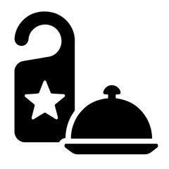 Obraz premium very simple flat and single minimalist Hotel Room Service Silhouettes in black on a white background