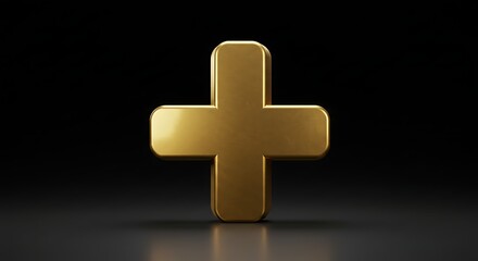 Obraz premium Gold Cross Symbol on Black Background
