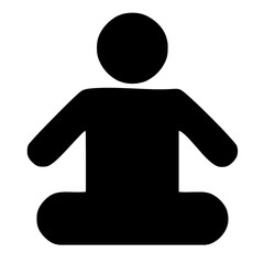 a simple black silhouette of a person in a meditation pose, promoting wellness and relaxation practice