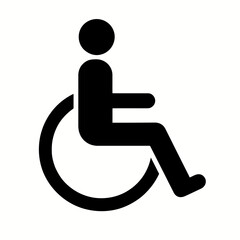 very simple flat and single minimalist Wheel Chair User Silhouettes in black on a white background