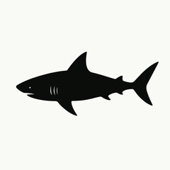 Fototapeta premium very simple flat and single minimalist Shark Silhouettes in black on a white background
