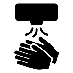 very simple flat and single minimalist Drying Hands Silhouettes in black on a white background