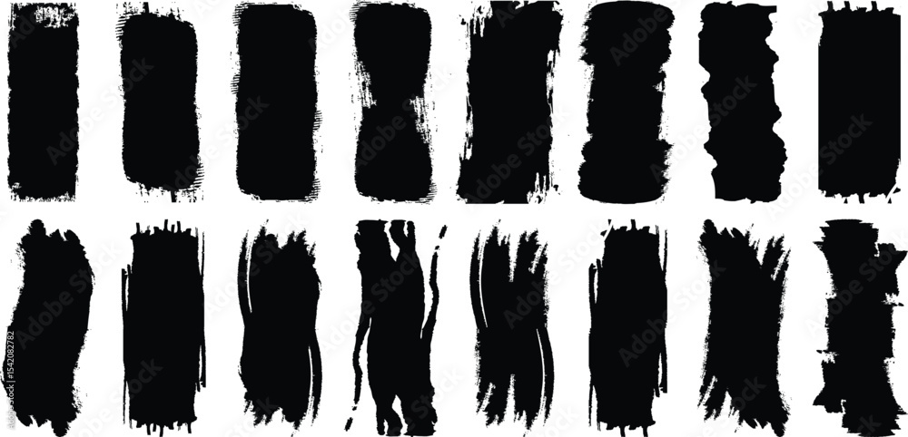 Fototapete brush line set. vector calligraphy paint strokes. vintage chinese brushstrokes collection. straight 