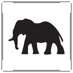 Elephant Silhouette - Simple Black Elephant Icon Design - Wild Animal Vector, Elephant Logo, Safari, and Wildlife Illustration