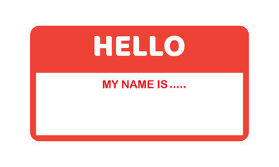 Hello, my name is introduction red flat vector label for print . Vector Illustration . EPS 10 . 