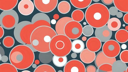 Geometric abstraction with radiant coral and ice grey circles evokes energy and balance in modern design