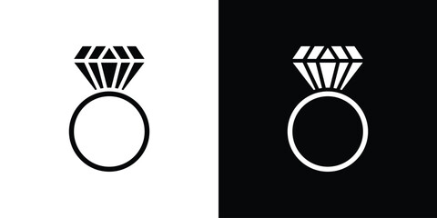 Diamond ring icon black silhouette for web, and mobile app
