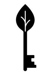 very simple flat and single minimalist Nature Key Silhouettes in black on a white background
