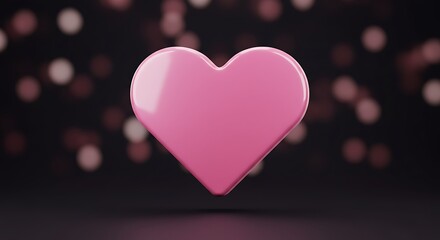 Pink Heart on Black Background