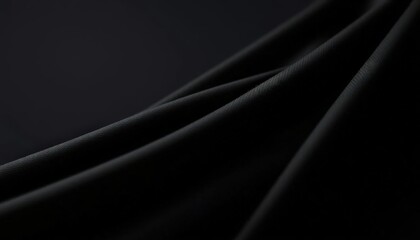 Close-up studio shot of draped black athletic knit fabric