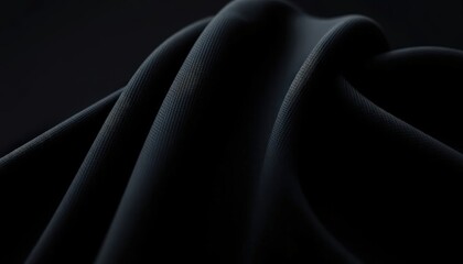 Close-up studio shot of draped black athletic knit fabric