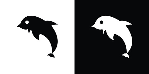 Dolphin icon black silhouette for web, and mobile app