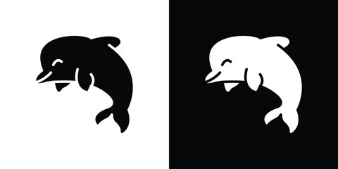 Dolphin icon black silhouette for web, and mobile app