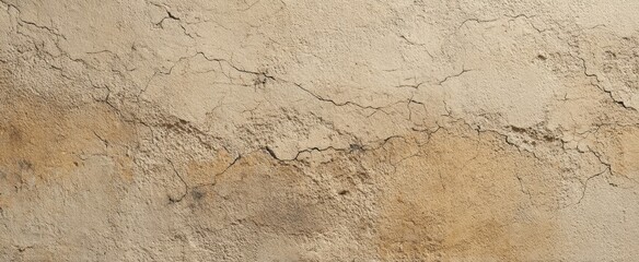 The textured wall with cracks and earthy tones for background design.