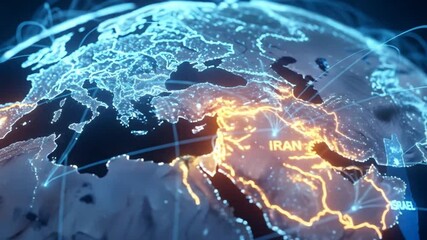 Global network map focusing on iran - Powered by Adobe