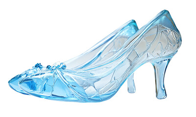 Glass slippers in a magical design inspired by cinderella fairy tale isolated on transparent background.