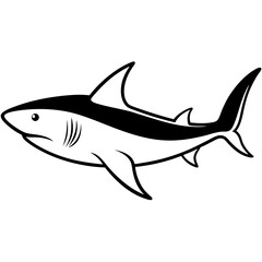 Powerful Silhouette of a Great White Shark Swimming in the Deep Ocean, Highlighting Marine Predator, Danger, and Ocean Wildlife.