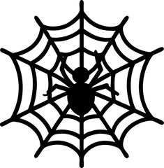 Obraz premium Intricate Silhouette of a Spider Waiting in its Web, Highlighting Macro Wildlife, Arachnids, and Nature's Delicate Trap.