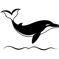 Powerful Silhouette of a Humpback Whale Diving Deep into the Ocean, Highlighting Marine Wildlife, Freedom, and Nature Conservation.