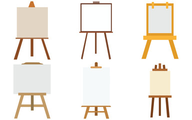 Blank Canvas on Wooden Easel – Vector Art Set for Creative and Educational Use