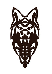 chien loup tribal tete tattoo