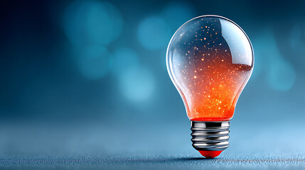 Illuminating Innovation: A creative, luminous lightbulb filled with fiery energy, representing a spark of genius and the dawn of new ideas.