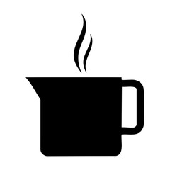 a simple black coffee cup vector graphic design illustration icon with steam, isolated on white
