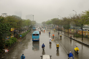 February 23, 2024, Hanoi: Traffic on an avenue. Vietnam.
