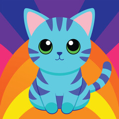 Adorable cartoon tabby kitten vector illustration
