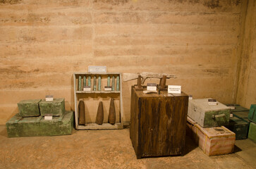Weapons room in the Hospital Cave. Cat Ba Island. Vietnam.