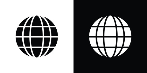 Globe icon black silhouette for web, and mobile app