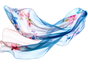 Floating Silk Scarf Caught in Mid-Air, isolated on transparent background