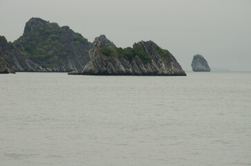Limestone cliffs in Lan Ha Bay. Cat Ba Archipelago. Vietnam.
