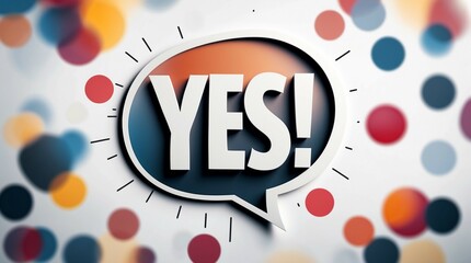 Yes Affirmation in Speech Bubble with Colorful Background