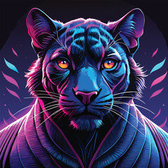 Hyperrealistic black panther vector illustration