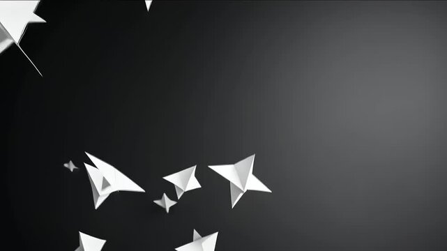 Abstract origami shapes gracefully floating against a dark minimalist backdrop