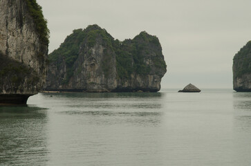 Limestone cliffs in Lan Ha Bay. Cat Ba Archipelago. Vietnam.