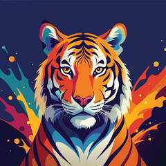 Photorealistic majestic tiger illustration in cmyk